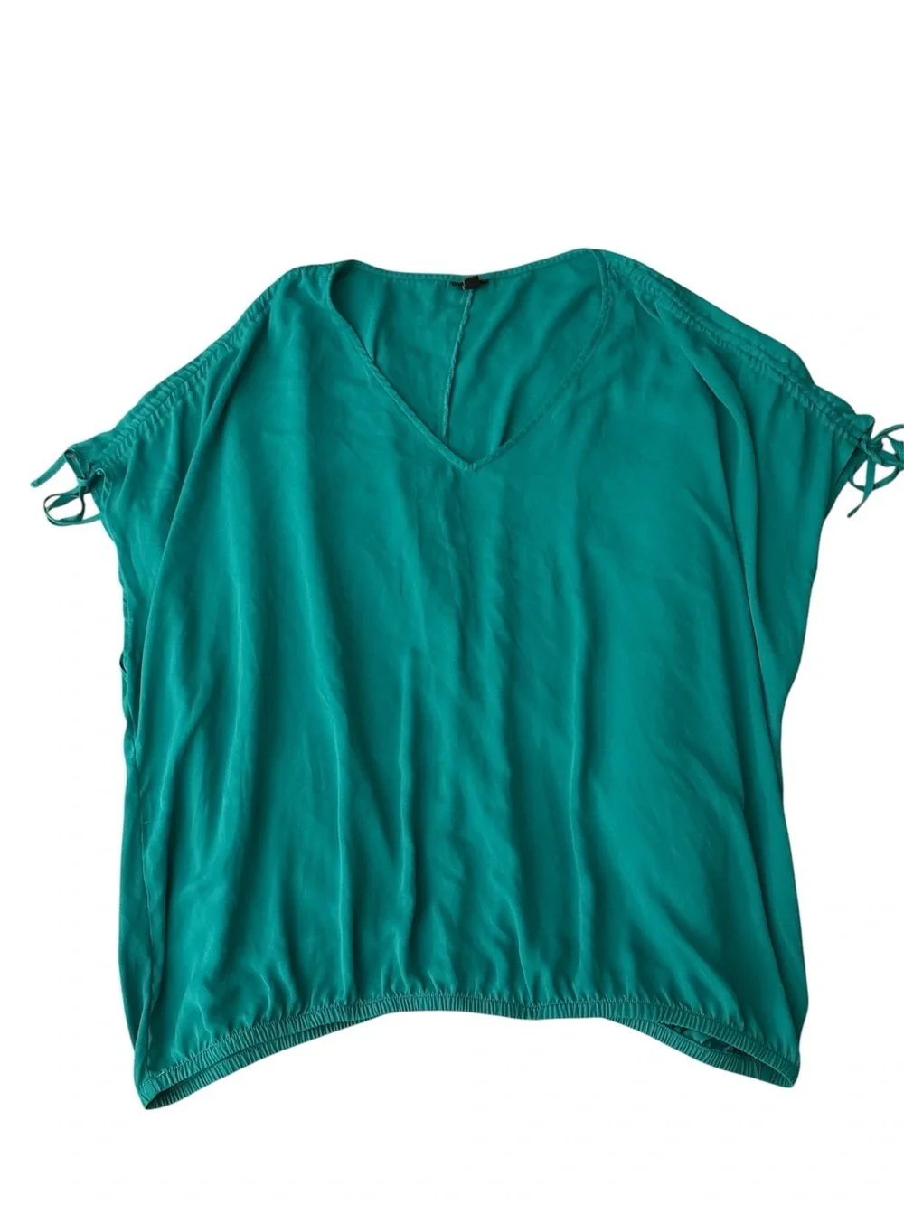 Torrid Teal Georgette Dolomain Shirring Tie Detail Blouse Plus Size 3X NWOT - Picture 4 of 4